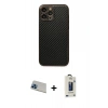 MARSİLYAN™- iPhone 13 Pro Max Kılıf Ahenk Işık - Siyah Bilvis Hayalet Cam Ekran Koruyucu + Rainbow Kamera Lens Koruma Cam - MI