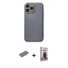 MARSİLYAN™- iPhone 13 Pro Max Kılıf Ahenk Işık - Siyah Bilvis Hayalet Cam Ekran Koruyucu + Renkli Kamera Lens Koruma Cam - MI