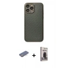 MARSİLYAN™- iPhone 13 Pro Max Kılıf Ahenk Işık - Siyah Bilvis Hayalet Cam Ekran Koruyucu + Renkli Kamera Lens Koruma Cam - MI