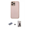 MARSİLYAN™- iPhone 13 Pro Max Kılıf Ahenk Işık - Siyah Bilvis Hayalet Cam Ekran Koruyucu + Renkli Kamera Lens Koruma Cam - MI