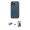 MARSİLYAN™- iPhone 13 Pro Max Kılıf Ahenk Işık - Siyah Bilvis Hayalet Cam Ekran Koruyucu + Renkli Kamera Lens Koruma Cam - MI