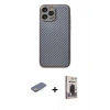MARSİLYAN™- iPhone 13 Pro Max Kılıf Ahenk Işık - Siyah Bilvis Hayalet Cam Ekran Koruyucu + Renkli Kamera Lens Koruma Cam - SI