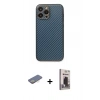 MARSİLYAN™- iPhone 13 Pro Max Kılıf Ahenk Işık - Siyah Bilvis Hayalet Cam Ekran Koruyucu + Renkli Kamera Lens Koruma Cam - SI