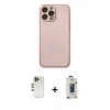 MARSİLYAN™- iPhone 13 Pro Max Kılıf Ahenk Işık - Siyah Bilvis Hayalet Cam Ekran Koruyucu + Shine Kamera Lens - GD