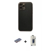 MARSİLYAN™- iPhone 13 Pro Max Kılıf Ahenk Işık - Siyah Bilvis Hayalet Cam Ekran Koruyucu + Renkli Kamera Lens Koruma Cam - TU