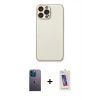 MARSİLYAN™- iPhone 13 Pro Max Kılıf Ahenk Işık - Siyah Joko 5D Cam + Mavi Neon Fosforlu Kamera Lens