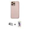 MARSİLYAN™- iPhone 13 Pro Max Kılıf Ahenk Işık - Siyah Joko 5D Cam + Mavi Rainbow Kamera Lens Koruma Cam
