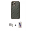 MARSİLYAN™- iPhone 13 Pro Max Kılıf Ahenk Işık - Siyah Joko 5D Cam + Mor Rainbow Kamera Lens Koruma Cam