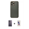 MARSİLYAN™- iPhone 13 Pro Max Kılıf Ahenk Işık - Siyah Joko 5D Cam + Neon Fosforlu Kamera Lens - BZ