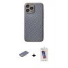 MARSİLYAN™- iPhone 13 Pro Max Kılıf Ahenk Işık - Siyah Joko 5D Cam + Renkli Kamera Lens Koruma Cam - SI