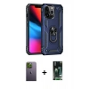 MARSİLYAN™- iPhone 13 Pro Max Kılıf Ahenk Klasik Koleksiyonu - Şeffaf 360 Full Body Arka Koruyucu + Neon Fosforlu Kamera Lens - YL