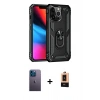MARSİLYAN™- iPhone 13 Pro Max Kılıf Ahenk Klasik Koleksiyonu - Şeffaf Maxco Cam Ekran Koruyucu + Neon Fosforlu Kamera Lens - MI