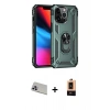 MARSİLYAN™- iPhone 13 Pro Max Kılıf Ahenk Klasik Koleksiyonu - Şeffaf Maxco Cam Ekran Koruyucu + Mor Rainbow Kamera Lens Koruma Cam