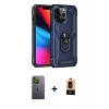 MARSİLYAN™- iPhone 13 Pro Max Kılıf Ahenk Klasik Koleksiyonu - Şeffaf Maxco Cam Ekran Koruyucu + Neon Fosforlu Kamera Lens - YL