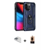 MARSİLYAN™- iPhone 13 Pro Max Kılıf Ahenk Klasik Koleksiyonu - Şeffaf Maxco Cam Ekran Koruyucu + Sierra Blue Pers Alüminyum Kamera Lens