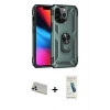 MARSİLYAN™- iPhone 13 Pro Max Kılıf Ahenk Klasik Koleksiyonu - Şeffaf Pasifik Cam Ekran Koruyucu + Rainbow Kamera Lens Koruma Cam - BZ