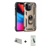 MARSİLYAN™- iPhone 13 Pro Max Kılıf Ahenk Klasik Koleksiyonu - Şeffaf Pasifik Cam Ekran Koruyucu + Rainbow Kamera Lens Koruma Cam - BZ