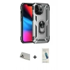 MARSİLYAN™- iPhone 13 Pro Max Kılıf Ahenk Klasik Koleksiyonu - Şeffaf Pasifik Cam Ekran Koruyucu + Rainbow Kamera Lens Koruma Cam - BZ