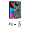 MARSİLYAN™- iPhone 13 Pro Max Kılıf Ahenk Klasik Koleksiyonu - Şeffaf Pasifik Cam Ekran Koruyucu + Rainbow Kamera Lens Koruma Cam - REGD