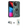 MARSİLYAN™- iPhone 13 Pro Max Kılıf Ahenk Klasik Koleksiyonu - Şeffaf Pasifik Cam Ekran Koruyucu + Rainbow Kamera Lens Koruma Cam - MI