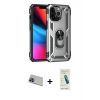 MARSİLYAN™- iPhone 13 Pro Max Kılıf Ahenk Klasik Koleksiyonu - Şeffaf Pasifik Cam Ekran Koruyucu + Rainbow Kamera Lens Koruma Cam - MI