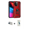 MARSİLYAN™- iPhone 13 Pro Max Kılıf Ahenk Klasik Koleksiyonu - Şeffaf Pasifik Cam Ekran Koruyucu + Rainbow Kamera Lens Koruma Cam - MI