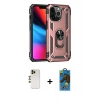 MARSİLYAN™- iPhone 13 Pro Max Kılıf Ahenk Klasik Koleksiyonu - Siyah 18D Cam Ekran Koruyucu + Shine Kamera Lens - GD