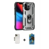MARSİLYAN™- iPhone 13 Pro Max Kılıf Ahenk Klasik Koleksiyonu - Siyah 18D Cam Ekran Koruyucu + Shine Kamera Lens - GD