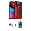 MARSİLYAN™- iPhone 13 Pro Max Kılıf Ahenk Klasik Koleksiyonu - Siyah 18D Cam Ekran Koruyucu + Rainbow Kamera Lens Koruma Cam - KI