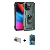 MARSİLYAN™- iPhone 13 Pro Max Kılıf Ahenk Klasik Koleksiyonu - Siyah 18D Cam Ekran Koruyucu + Rainbow Kamera Lens Koruma Cam - KI