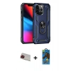MARSİLYAN™- iPhone 13 Pro Max Kılıf Ahenk Klasik Koleksiyonu - Siyah 18D Cam Ekran Koruyucu + Rainbow Kamera Lens Koruma Cam - KI