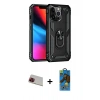 MARSİLYAN™- iPhone 13 Pro Max Kılıf Ahenk Klasik Koleksiyonu - Siyah 18D Cam Ekran Koruyucu + Rainbow Kamera Lens Koruma Cam - KI