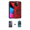 MARSİLYAN™- iPhone 13 Pro Max Kılıf Ahenk Klasik Koleksiyonu - Siyah 18D Cam Ekran Koruyucu + Neon Fosforlu Kamera Lens - MI