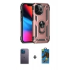 MARSİLYAN™- iPhone 13 Pro Max Kılıf Ahenk Klasik Koleksiyonu - Siyah 18D Cam Ekran Koruyucu + Neon Fosforlu Kamera Lens - MI