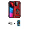 MARSİLYAN™- iPhone 13 Pro Max Kılıf Ahenk Klasik Koleksiyonu - Siyah 18D Cam Ekran Koruyucu + Rainbow Kamera Lens Koruma Cam - MR