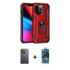 MARSİLYAN™- iPhone 13 Pro Max Kılıf Ahenk Klasik Koleksiyonu - Siyah 18D Cam Ekran Koruyucu + Neon Fosforlu Kamera Lens - YL