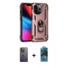 MARSİLYAN™- iPhone 13 Pro Max Kılıf Ahenk Klasik Koleksiyonu - Siyah 18D Cam Ekran Koruyucu + Neon Fosforlu Kamera Lens - YL