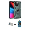 MARSİLYAN™- iPhone 13 Pro Max Kılıf Ahenk Klasik Koleksiyonu - Siyah 18D Cam Ekran Koruyucu + Rainbow Kamera Lens Koruma Cam - MI