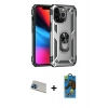 MARSİLYAN™- iPhone 13 Pro Max Kılıf Ahenk Klasik Koleksiyonu - Siyah 18D Cam Ekran Koruyucu + Rainbow Kamera Lens Koruma Cam - MI