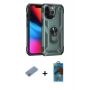 MARSİLYAN™- iPhone 13 Pro Max Kılıf Ahenk Klasik Koleksiyonu - Siyah 18D Cam Ekran Koruyucu + Shine Kamera Lens Koruma Cam - PE