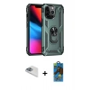 MARSİLYAN™- iPhone 13 Pro Max Kılıf Ahenk Klasik Koleksiyonu - Siyah 18D Cam Ekran Koruyucu + Sierra Blue Pers Alüminyum Kamera Lens