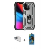 MARSİLYAN™- iPhone 13 Pro Max Kılıf Ahenk Klasik Koleksiyonu - Siyah 18D Cam Ekran Koruyucu + Sierra Blue Pers Alüminyum Kamera Lens