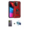 MARSİLYAN™- iPhone 13 Pro Max Kılıf Ahenk Klasik Koleksiyonu - Siyah 3D Antistatik Cam Ekran Koruyucu + Neon Fosforlu Kamera Lens - YL
