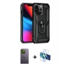 MARSİLYAN™- iPhone 13 Pro Max Kılıf Ahenk Klasik Koleksiyonu - Siyah 3D Antistatik Cam Ekran Koruyucu + Neon Fosforlu Kamera Lens - YL