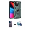 MARSİLYAN™- iPhone 13 Pro Max Kılıf Ahenk Klasik Koleksiyonu - Siyah 3D Antistatik Cam Ekran Koruyucu + Neon Fosforlu Kamera Lens - MI