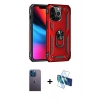 MARSİLYAN™- iPhone 13 Pro Max Kılıf Ahenk Klasik Koleksiyonu - Siyah 3D Antistatik Cam Ekran Koruyucu + Neon Fosforlu Kamera Lens - MI