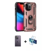 MARSİLYAN™- iPhone 13 Pro Max Kılıf Ahenk Klasik Koleksiyonu - Siyah 3D Antistatik Cam Ekran Koruyucu + Neon Fosforlu Kamera Lens - BZ