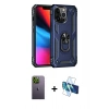 MARSİLYAN™- iPhone 13 Pro Max Kılıf Ahenk Klasik Koleksiyonu - Siyah 3D Antistatik Cam Ekran Koruyucu + Neon Fosforlu Kamera Lens - YL