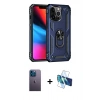 MARSİLYAN™- iPhone 13 Pro Max Kılıf Ahenk Klasik Koleksiyonu - Siyah 3D Antistatik Cam Ekran Koruyucu + Neon Fosforlu Kamera Lens - MI