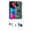 MARSİLYAN™- iPhone 13 Pro Max Kılıf Ahenk Klasik Koleksiyonu - Siyah 3D Antistatik Cam Ekran Koruyucu + Pers Alüminyum Kamera Lens - GI